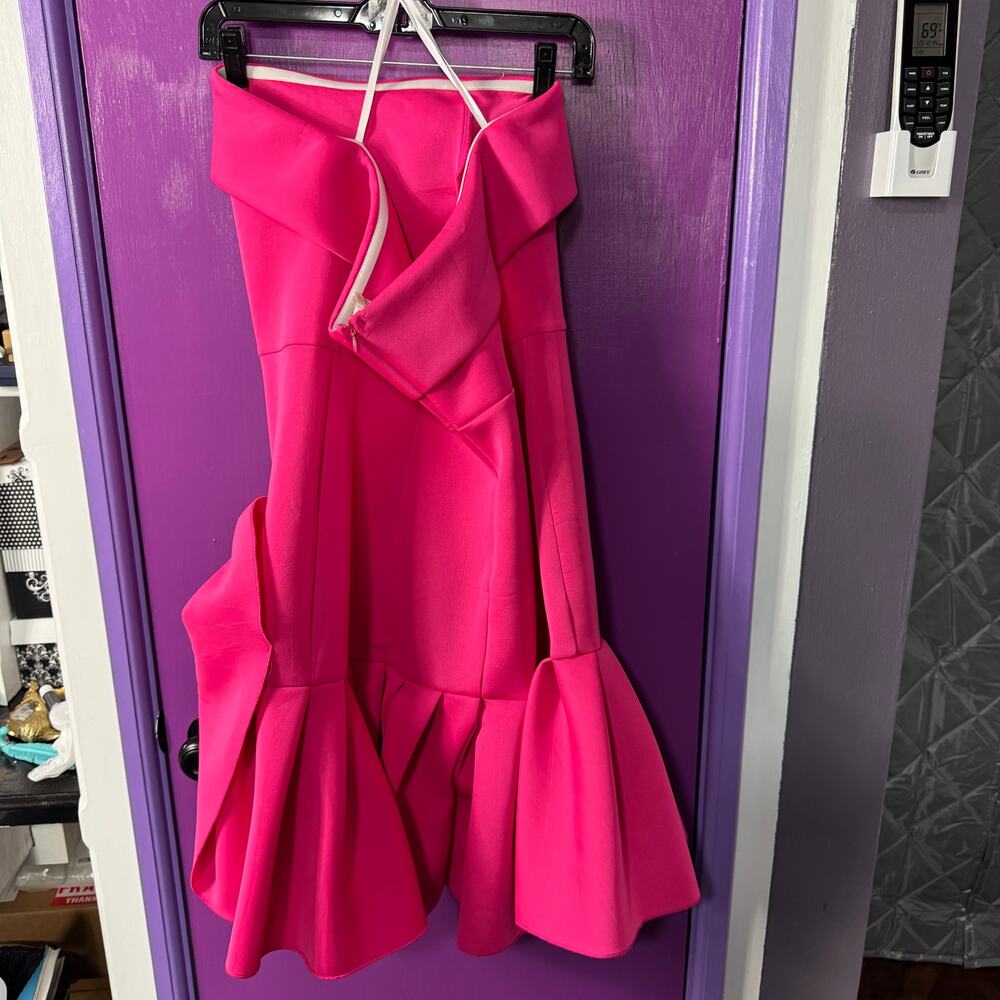 Sierra Darien Hot Pink Strapless Mermaid Dress Rosette Detail Cocktail Party - Picture 6 of 8